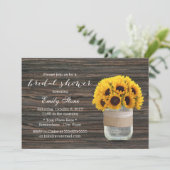 Sunflower Mason Jar Elegant Vrijgezellenfeest Kaart (Staand voorkant)