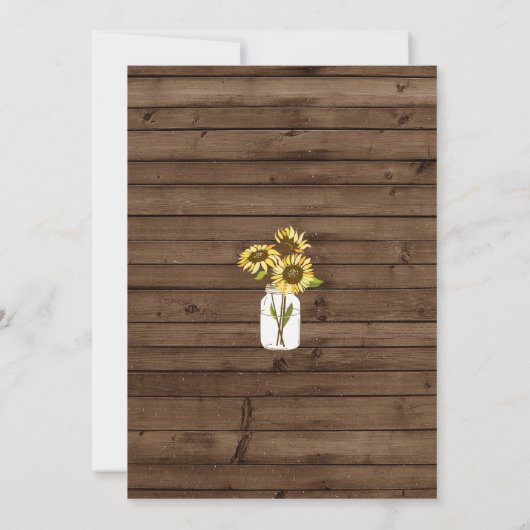 Sunflower Mason Jar & Lights Wedding Uitnodiging (Achterkant)