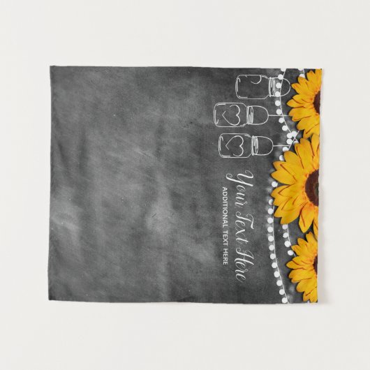 Sunflower Mason Jar Photo Booth Backdrop Wandkleed (Voorkant (horizontaal))