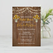 Sunflower Mason Jar Rustic Vrijgezellenfeest Weddi Kaart (Staand voorkant)