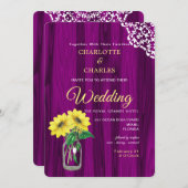 Sunflower Mason Jar Rustic Wedding Kaart (Voorkant / Achterkant)