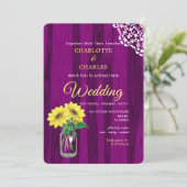 Sunflower Mason Jar Rustic Wedding Kaart (Staand voorkant)