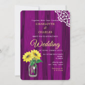 Sunflower Mason Jar Rustic Wedding Kaart (Voorkant)