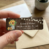 Sunflower Mason Jar String Lights Rustic Wood Etiket