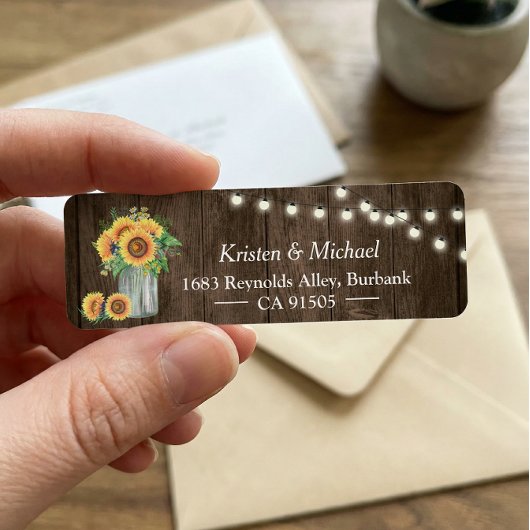 Sunflower Mason Jar String Lights Rustic Wood Etiket