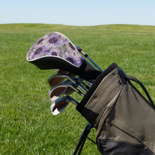 Sunflower Mauve Pattern Golfheadcover (Insitu)