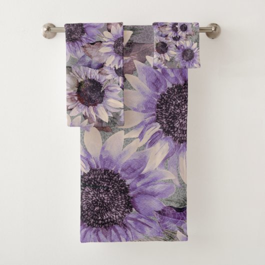 Sunflower Mauve Patterned Bad Handdoek (Insitu)