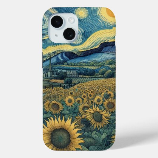 Sunflower Meadow in the Starry Night Case-Mate iPhone Case (Achterkant)