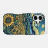 Sunflower Meadow in the Starry Night iPhone 16 Hoesje (Achterkant horizontaal)