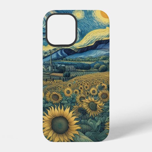 Sunflower Meadow in the Starry Night iPhone Hoesje (Achterkant)