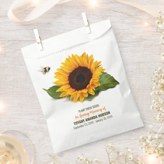 Sunflower Memorial Seed Packet Bedankzakje (Geknipt)