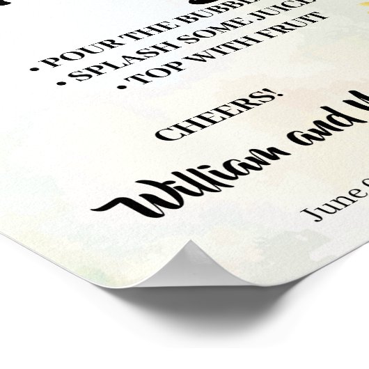 Sunflower Mimosa Bar Vrijgezellenfeest Weddenschap Poster (Hoek)