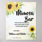 Sunflower Mimosa Bar Vrijgezellenfeest Weddenschap Poster (Voorkant)