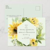 Sunflower Mint Wedding Save Our Date Aankondigingskaart (Voorkant / Achterkant)