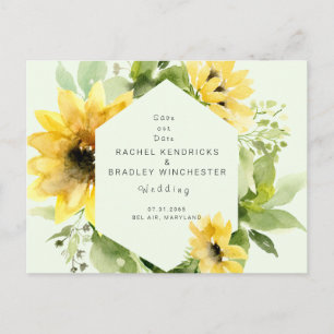 Sunflower Mint Wedding Save Our Date Aankondigingskaart