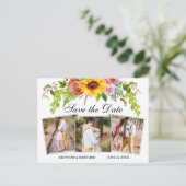 Sunflower Mixed Floral 3 foto Bewaar de datum Briefkaart (Staand voorkant)
