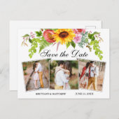 Sunflower Mixed Floral 3 foto Bewaar de datum Briefkaart (Voorkant / Achterkant)