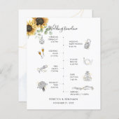 Sunflower Modern Icons Wedding Itinerary Programme (Voorkant / Achterkant)