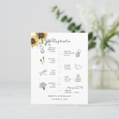 Sunflower Modern Icons Wedding Itinerary Programme (Staand voorkant)