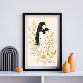Sunflower Moments – Mother and Child IV Poster