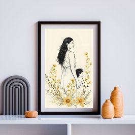 Sunflower Moments – Mother and Child V Poster