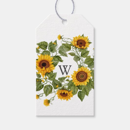 Sunflower Monogram Cadeaulabel (Voorkant)
