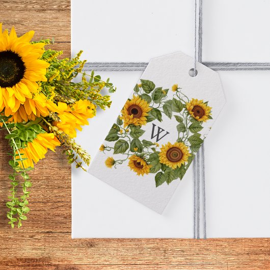 Sunflower Monogram Cadeaulabel