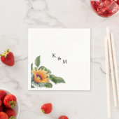 Sunflower Monogram Cocktail Napkins Servet (Insitu)