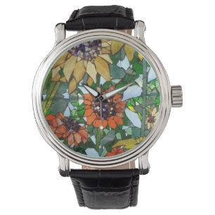 Sunflower Mosaic Watch by Willowcatdesigns Horloge