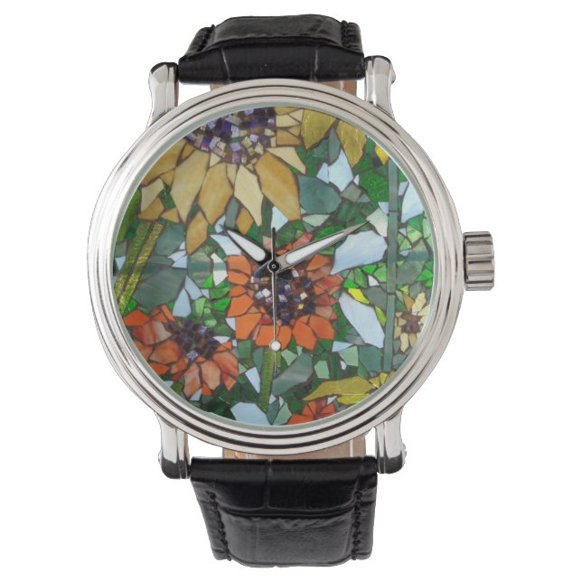 Sunflower Mosaic Watch by Willowcatdesigns Horloge (Voorkant)