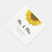 Sunflower Mr & Mrs Wedding Elegant Typografie Servet (Hoek)