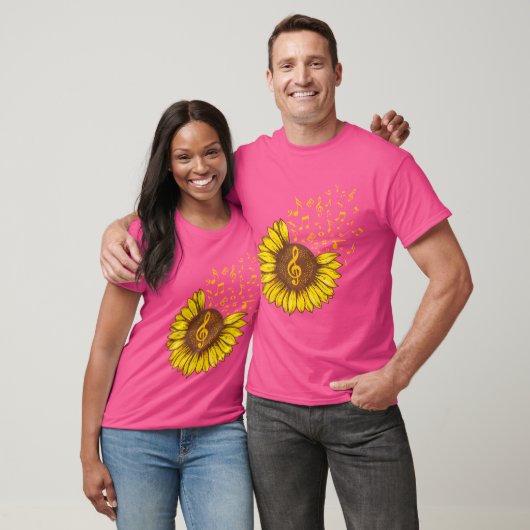 Sunflower Music Note Music Lovers retro T-shirt (Unisex)
