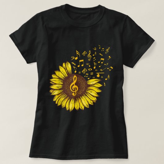 Sunflower Music Notes Art Design T-shirt (Design voorkant)