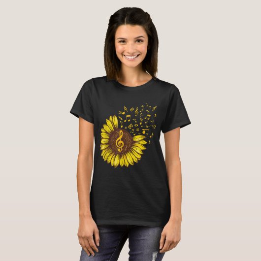Sunflower Music Notes Art Design T-shirt (Voorkant volledig)
