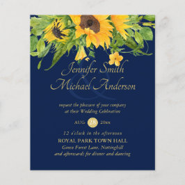 Sunflower Navy Blue Country Floral Wedding Invite