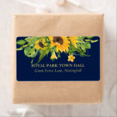 Sunflower Navy Blue Country Floral Wedding Invite Etiket (Insitu)