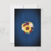 Sunflower Navy Blue Mason Jar Lights Wedding Save The Date (Achterkant)