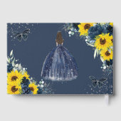 Sunflower Navy Blue Princess Silver Quinceañera Gastenboek (Achterkant)