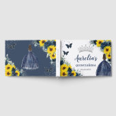 Sunflower Navy Blue Princess Silver Quinceañera Gastenboek (Volledig)