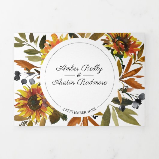 Sunflower Navy Blue Weddenschap in één uitnodiging (Cover)