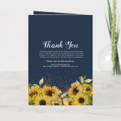 Sunflower Navy & Gold Elegant Funeral Programme Programma (Achterkant)