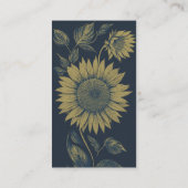 Sunflower Navy QR Code Sociale Media Trouwkaart Visitekaartje (Achterkant)