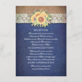 Sunflower Navy Wedding Informatie Gast Kaart (Voorkant)