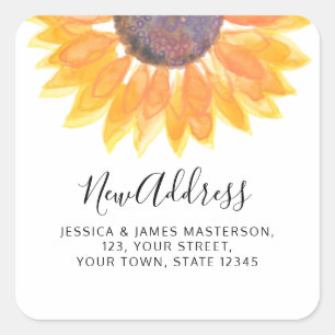 Sunflower New Address Square Sticker