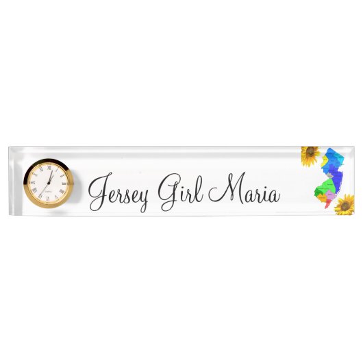 Sunflower New Jersey County Kaart Desk Naambordje (Voorkant)