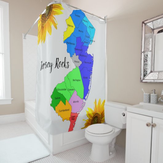 Sunflower New Jersey Maps County Douchegordijn (In situ)