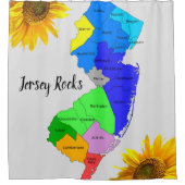 Sunflower New Jersey Maps County Douchegordijn (Voorkant)