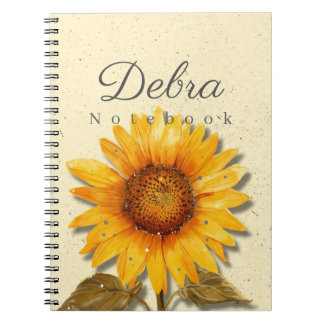 Sunflower Notebook Name | Yellow Floral Journal Notitieboek