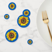 Sunflower Oekraïne National Sybol Blue Background Confetti (Groep)