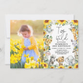 Sunflower Oerwoud Safari Twee Wild Birthday Foto Kaart (Voorkant)